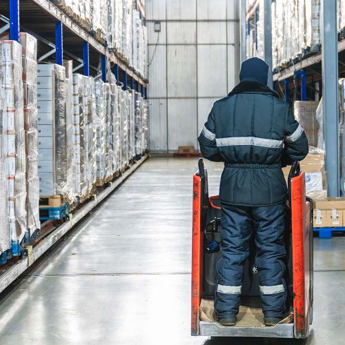 Employee in frozen storage